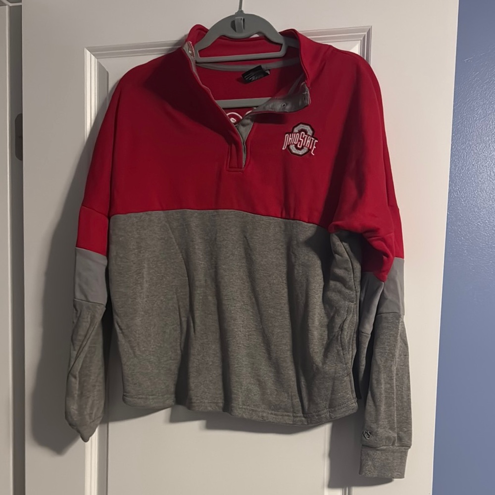 Ohio State Red and Gray Quarter-Zip Pullover